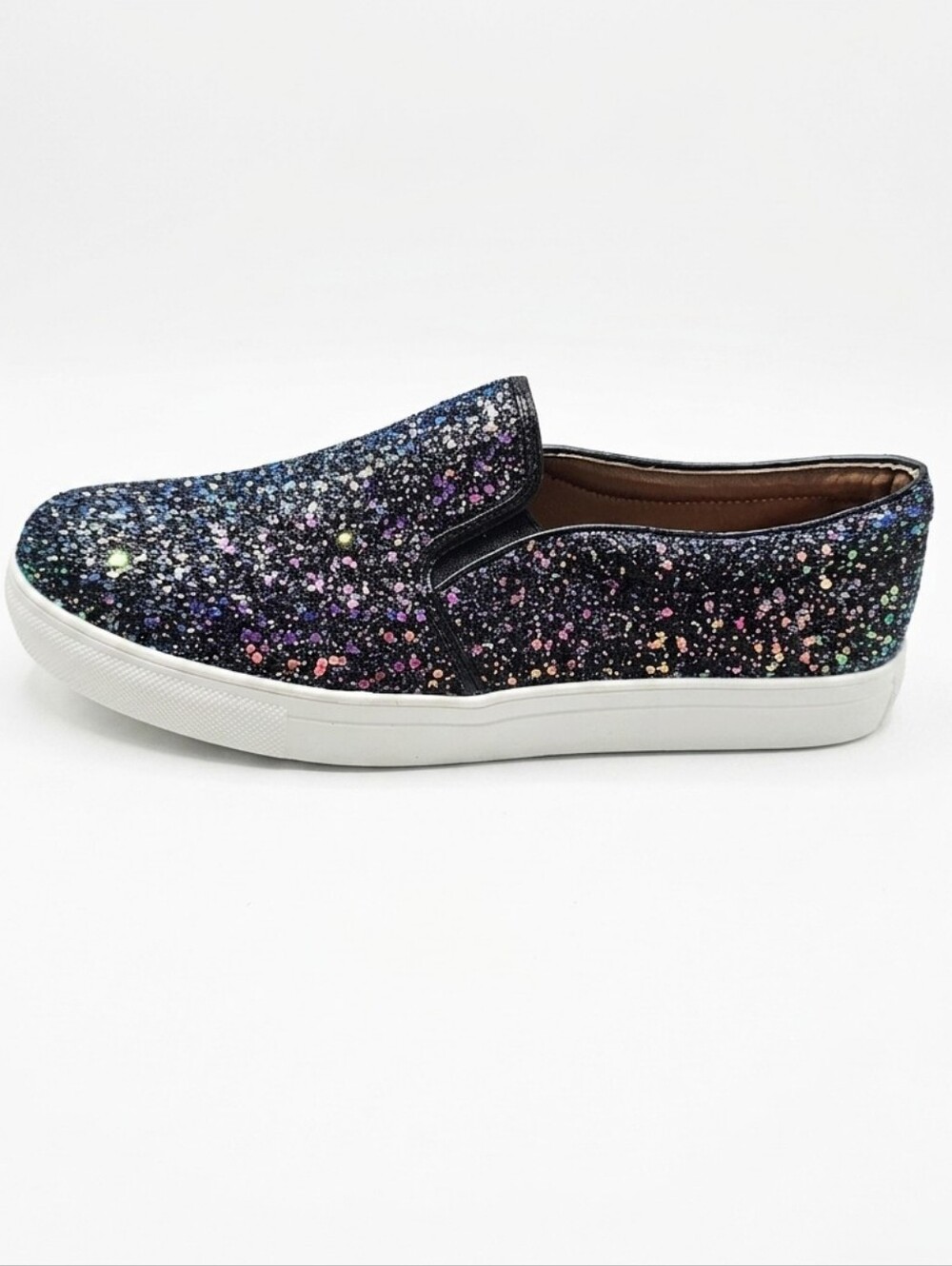 Like New J. Adams Glimmer Black Glitter Slip-On Sneakers Size 9